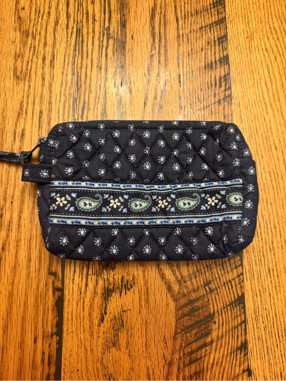 Vera Bradley Seaport Navy Retired Pattern Makeup Cosmetic Bag Blue Paisley Small